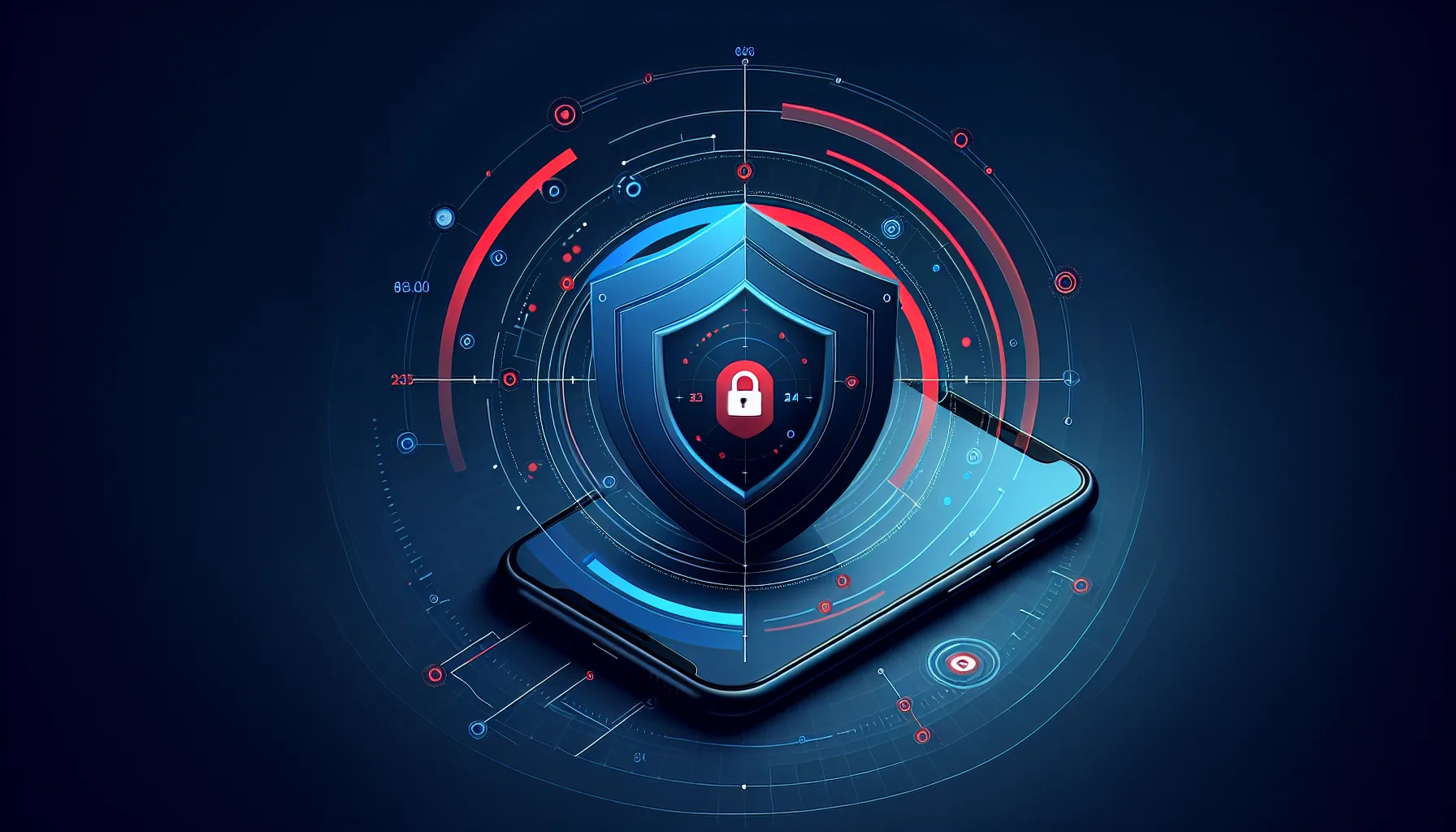 Smartphone surrounded by location pins, app icons, and surveillance signal waves