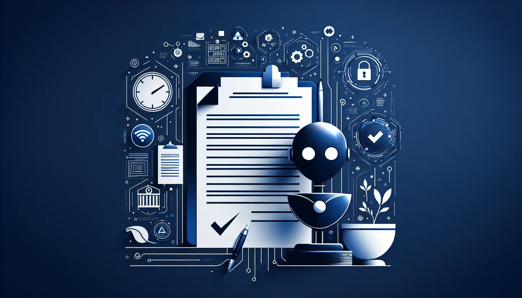 Attorney at desk with AI document review interface and legal compliance shield icons