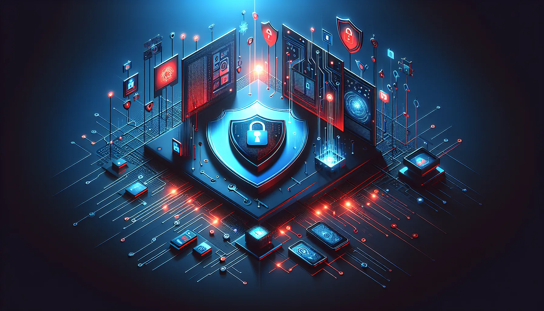 Office server room with holiday decorations and a technician preventing a system failure