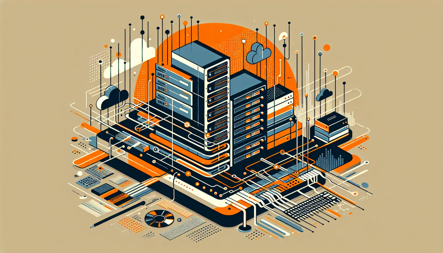 Office darkened by power outage with a single laptop glowing on emergency backup connection