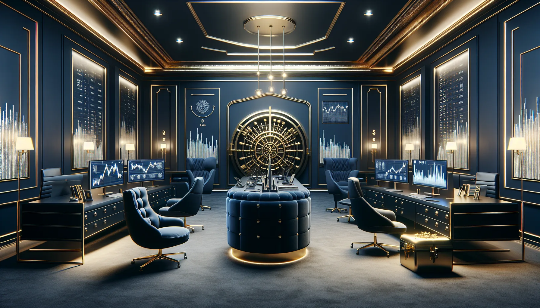 Boutique financial firm executive reviewing secure IT infrastructure and compliance dashboard