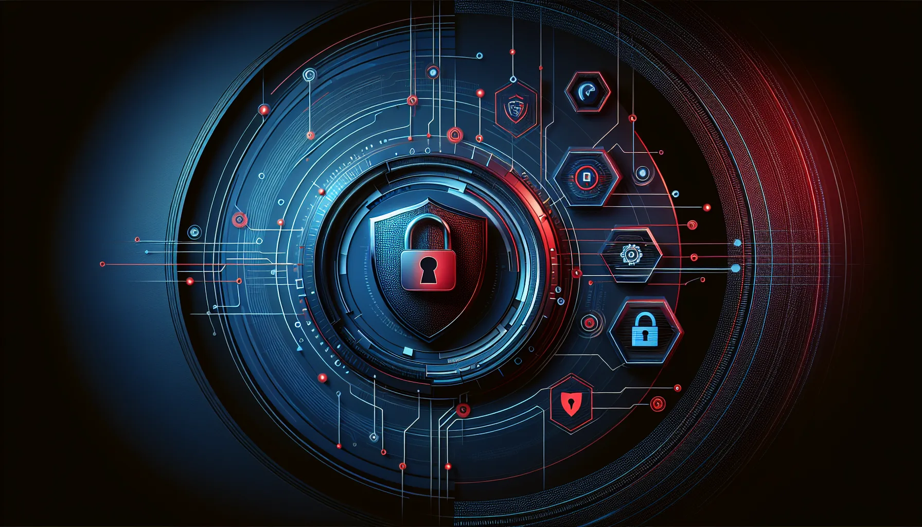 Law firm office with scales of justice surrounded by digital firewall and encrypted network visualization