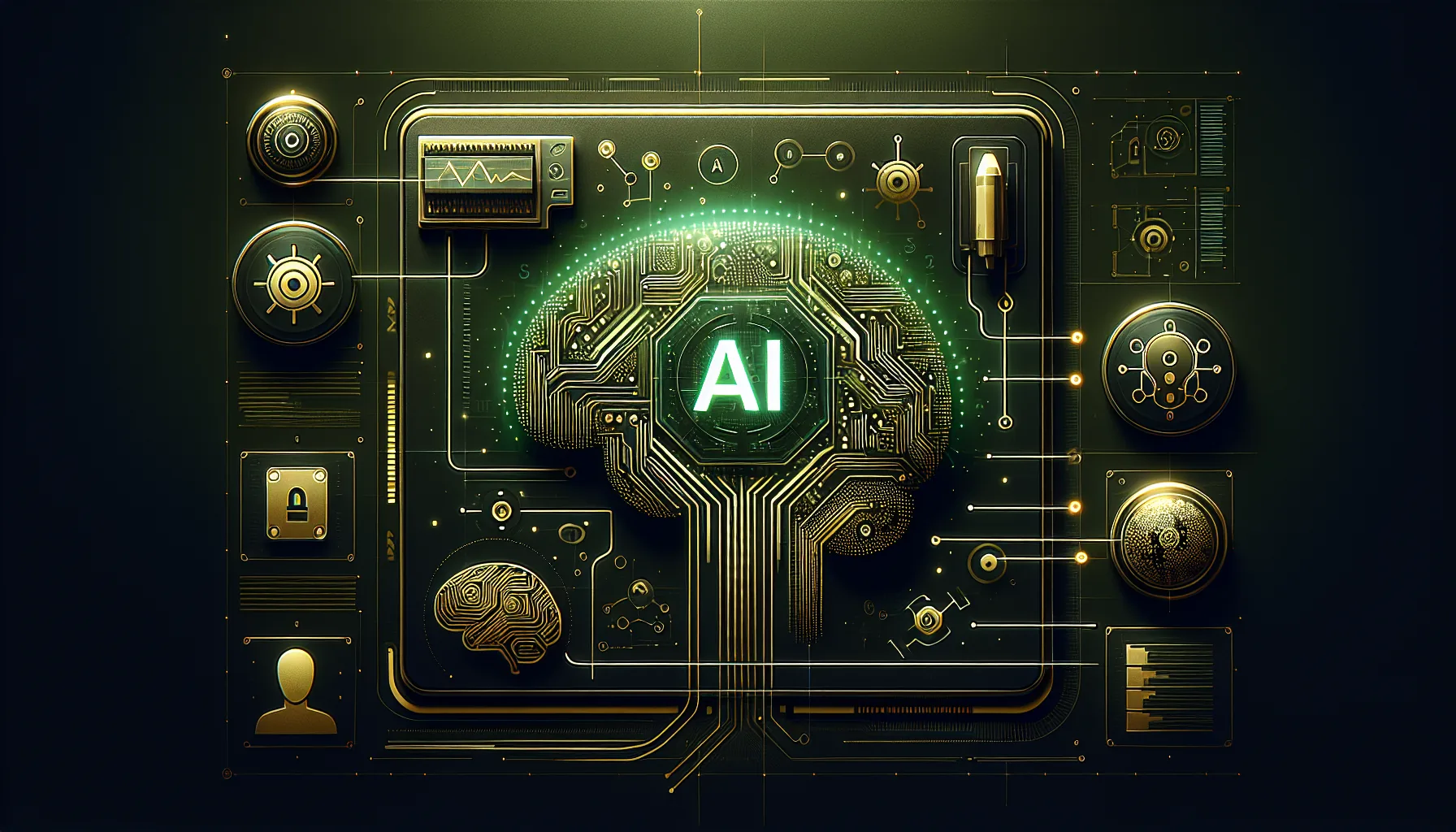 Hooded hacker surrounded by AI neural network patterns targeting business systems