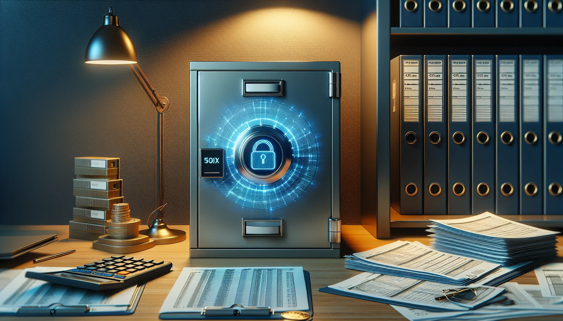 CPA reviewing IRS data security compliance checklist at desk with locked file icons