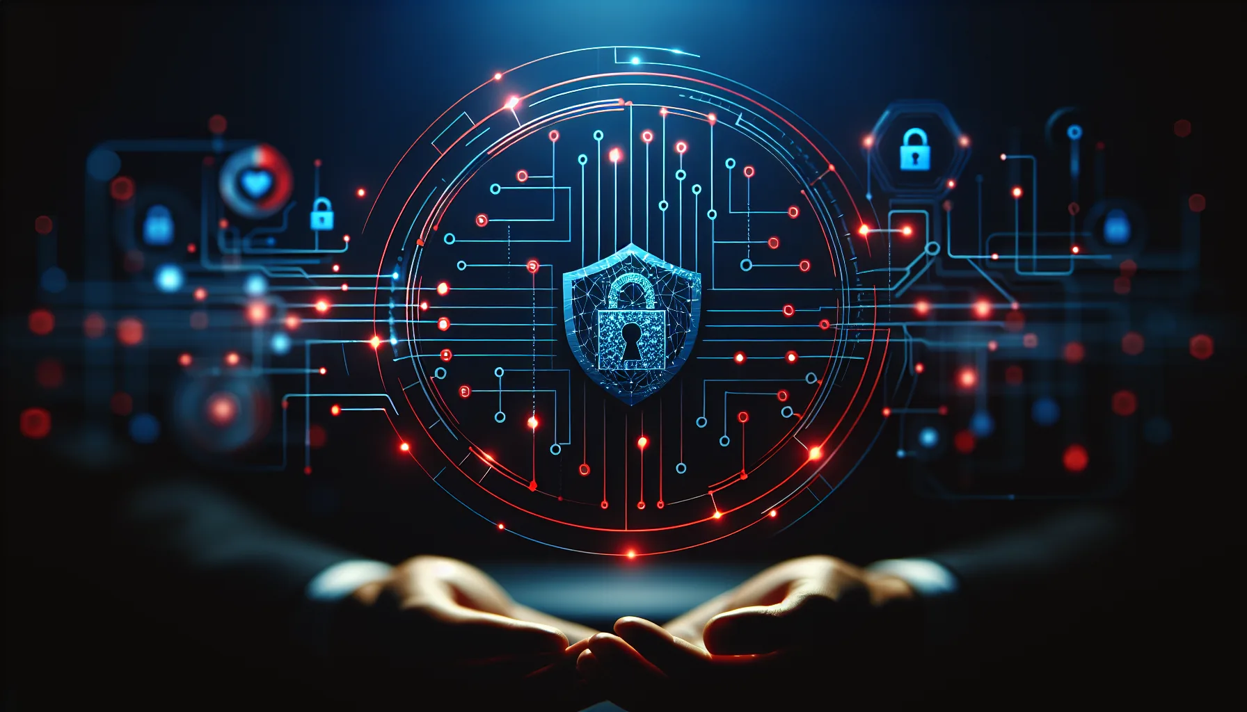 Futuristic office setup with new hardware and glowing tech upgrade icons for the new year