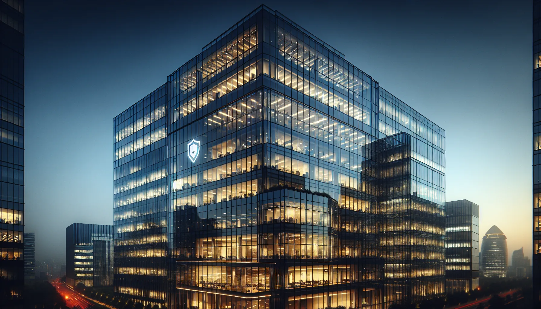 Financial compliance officer reviewing SEC regulatory documents beside a secure server rack