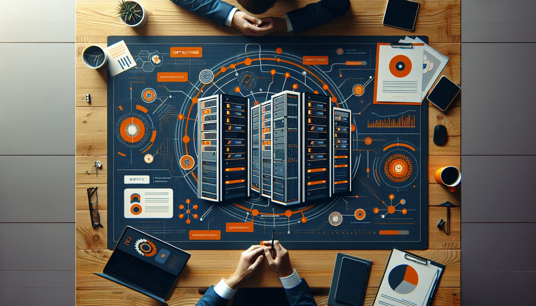 Financial analyst staring at a crashed screen while a deadline clock ticks overhead