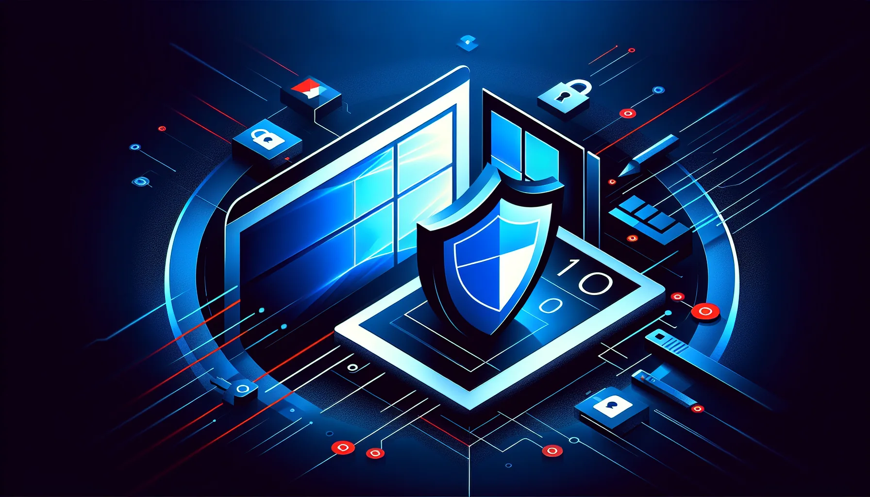 Windows 10 end-of-support countdown overlaid on an unprotected office computer screen